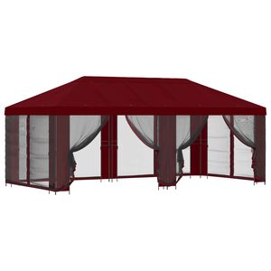 vidaXL Paviljoen met zijwanden 6 x 3 m Bordeauxrood Polyester en staal