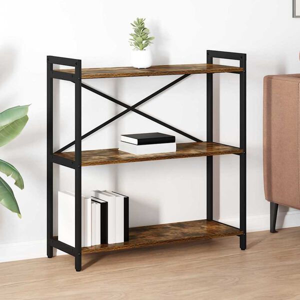 vidaXL Boekenkast Gerookt eiken 80 x 30 x 85 cm Bewerkt hout