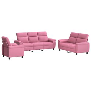vidaXL Bankstel 3 pcs Roze Stof