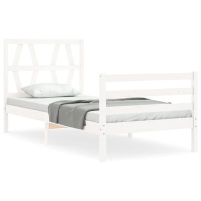 vidaXL Bedframe met hoofdbord massief hout wit 100x200 cm