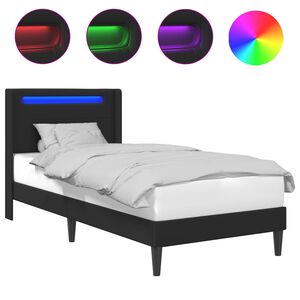 vidaXL Bedframe met LED-stripverlichting Zwart 90 x 190 cm Kunstleer