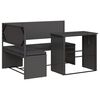 vidaXL Tuinbank met tafel en kussens L-vormig poly rattan zwart