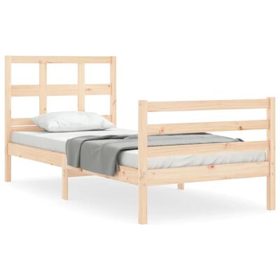 vidaXL Bedframe met hoofdbord massief hout 90x200 cm