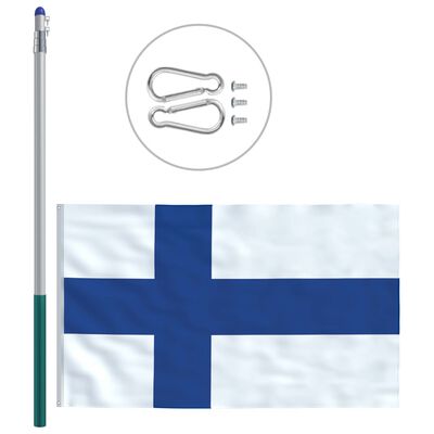 vidaXL Vlag met vlaggenmast Finland 6 m aluminium