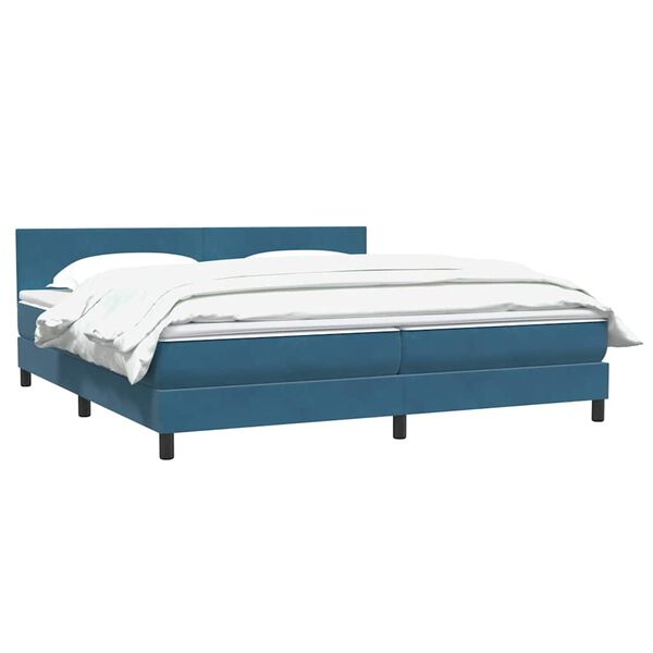 vidaXL Boxspring met matras fluweel donkerblauw 180x210 cm