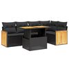 vidaXL 6-delige Loungeset met kussens poly rattan zwart