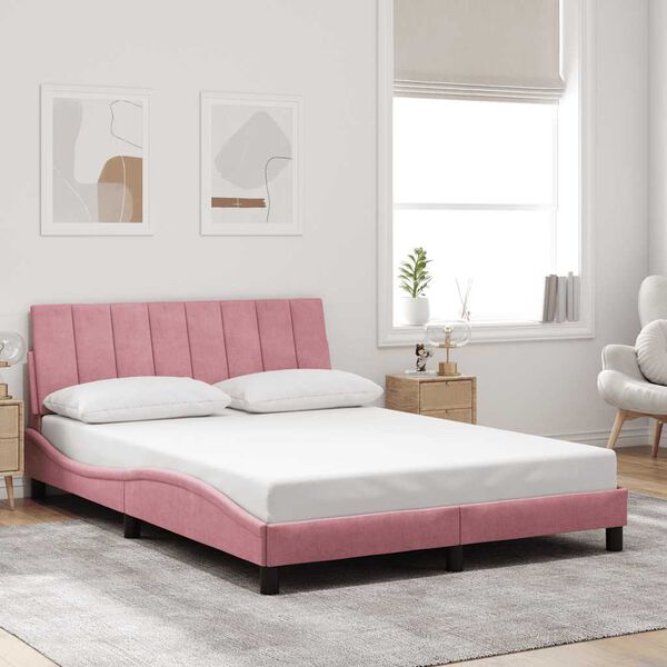 vidaXL Bedframe zonder matras "Hanko" fluweel roze 120x200 cm