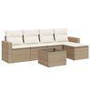 vidaXL 6-delige Loungeset met kussens poly rattan beige
