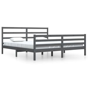 vidaXL Bedframe massief grenenhout grijs 200x200 cm