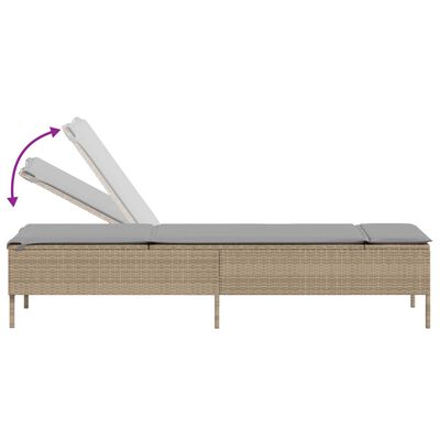 vidaXL Ligbed met kussen poly rattan beige