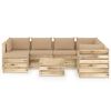 vidaXL 8-delige Loungeset met kussens groen ge&iuml;mpregneerd hout