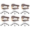 vidaXL Eetkamerstoelen 6 st draaibaar gebogen hout en stof taupe