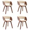vidaXL Eetkamerstoelen 4 st gebogen hout en kunstleer cr&egrave;mekleurig