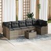 vidaXL Tuin Sofa Set met kussen 8 pcs Grijs Poly rattan, staal en glas