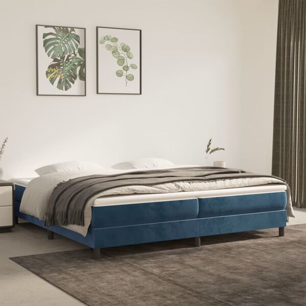 vidaXL Boxspring bed 200x200 cm fluweel donkerblauw