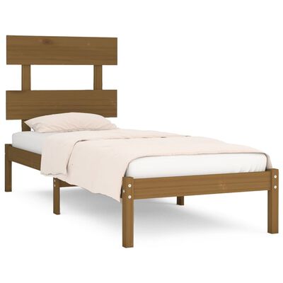 vidaXL Bedframe massief hout honingbruin 75x190 cm