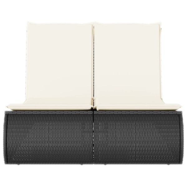 vidaXL Ligbed 2-persoons met kussens poly rattan zwart