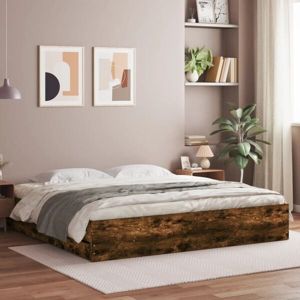 vidaXL Bedframe met lades bewerkt hout gerookt eikenkleurig 160x200 cm