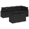vidaXL Bankstel met kussen 7 pcs Zwart poly rattan