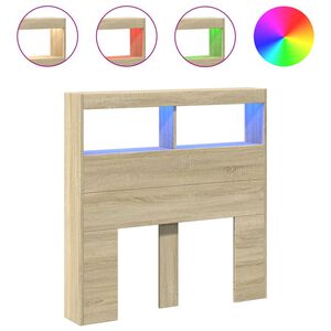 vidaXL Hoofdbordkast met LED-verlichting 100x17x102 cm sonoma eiken