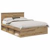 vidaXL Bedframe Ambachtelijk eiken 150 x 200 cm Bewerkt hout