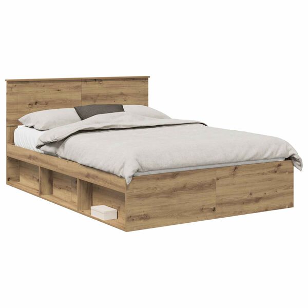vidaXL Bedframe Ambachtelijk eiken 150 x 200 cm Bewerkt hout