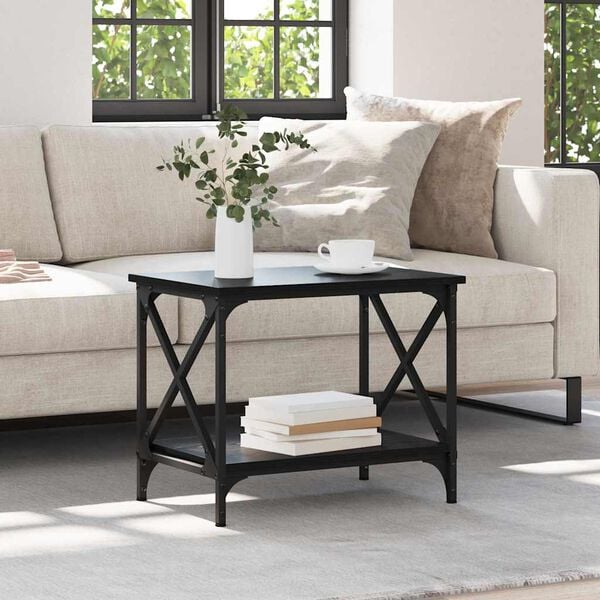 vidaXL Bijzettafel Zwart Eiken 55 x 38 x 45 cm Bewerkt hout