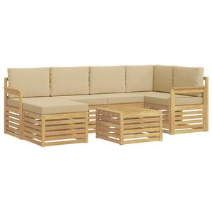 vidaXL Buiten bankenset 7 st Wit en Beige Polyester