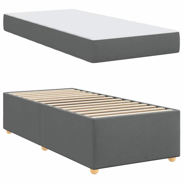 vidaXL Bedframe met matras Donkergrijs 100 x 200 cm Stof