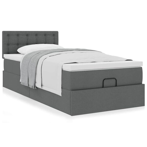 vidaXL Ottoman bed met matras 80x200cm stof donkergrijs