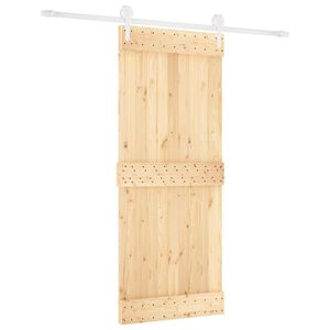 vidaXL Schuifdeur Natuurlijk en Wit 85 x 210 cm Massief Grenenhout