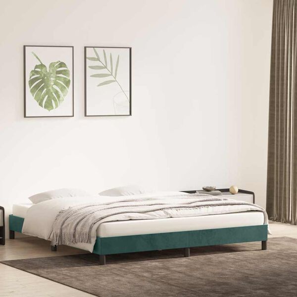 vidaXL Bedframe zonder matras 180x220 cm fluweel donkergroen