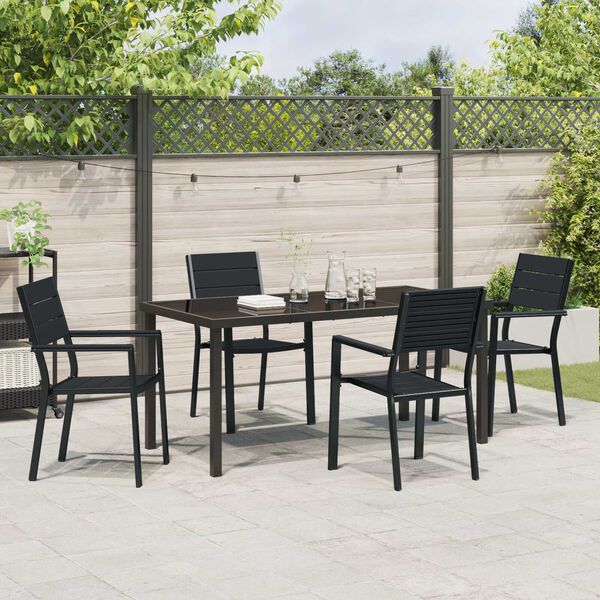 vidaXL Tuin eettafelset 5 pcs Zwart Gepoedercoat staal