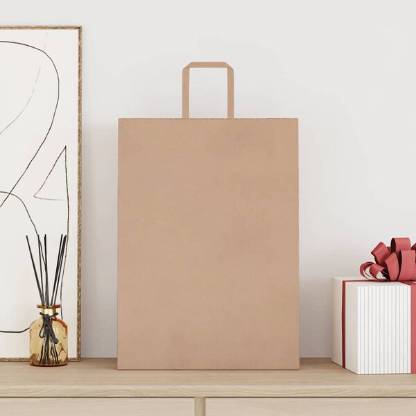 vidaXL Papieren zakken 250 st met hengsels 32x17x44 cm bruin