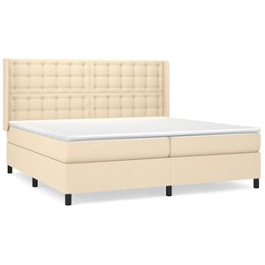 vidaXL Boxspring met matras stof cr&egrave;mekleurig 200x200 cm