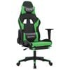 vidaXL Massage gamestoel met voetensteun kunstleer zwart en groen
