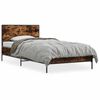 vidaXL Bedframe bewerkt hout en metaal gerookt eikenkleurig 75x190 cm