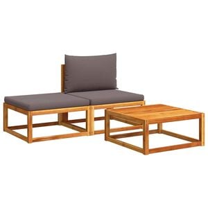 vidaXL 3-delige tuinbankset met kussens acaciahout & rotan