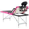 vidaXL Massagetafel inklapbaar 4 zones aluminium zwart en roze