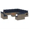 vidaXL 14-delige tuinbankset met kussens, grijs polyrotan