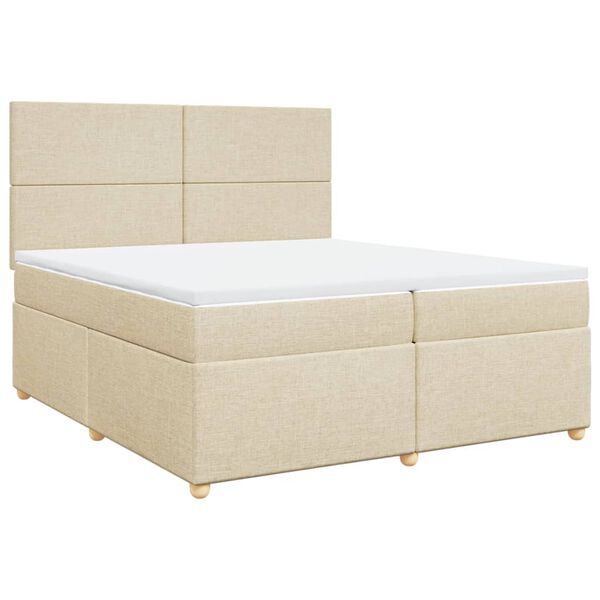 vidaXL Boxspring met matras stof cr&egrave;mekleurig 200x200 cm
