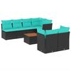 vidaXL 8-delige Loungeset met kussens poly rattan zwart