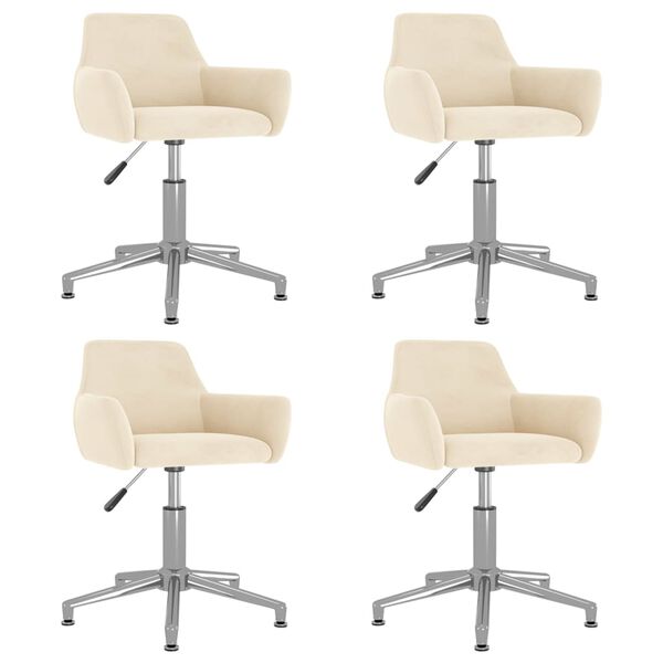 vidaXL Eetkamerstoelen draaibaar 4 st fluweel cr&egrave;mekleurig