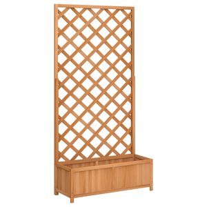 vidaXL Plantenbak met latwerk 90x35x180 cm massief vurenhout bruin