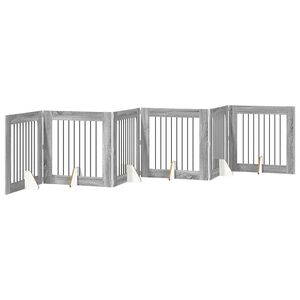 vidaXL Opvouwbaar hondenhek met standaards 6 pcs Grijs sonoma 482 cm
