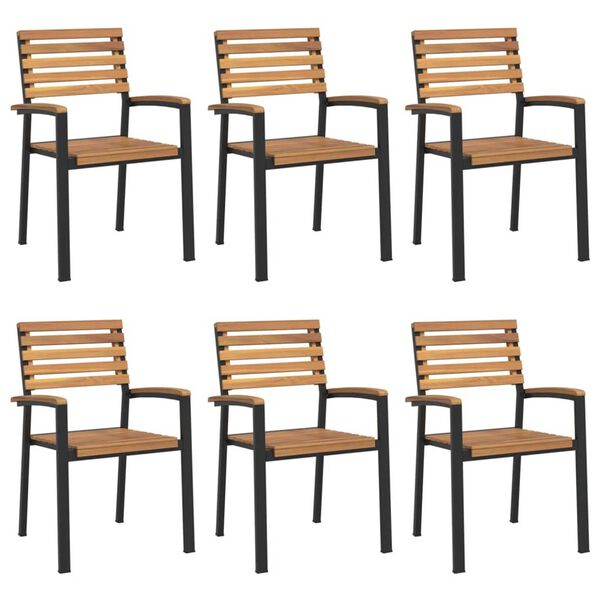 vidaXL 7-delige Tuinset massief acaciahout en metaal