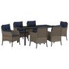 vidaXL Tuin eettafelset 7 st Grijs poly rattan