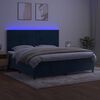vidaXL Boxspring met matras en LED fluweel donkerblauw 200x200 cm