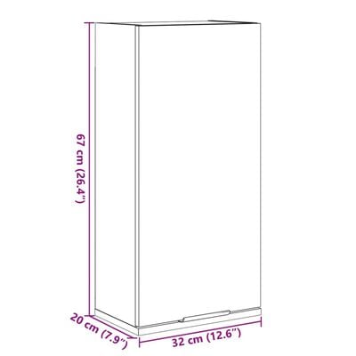 vidaXL Badkamerkast wandgemonteerd 32x20x67 cm sonoma eikenkleurig