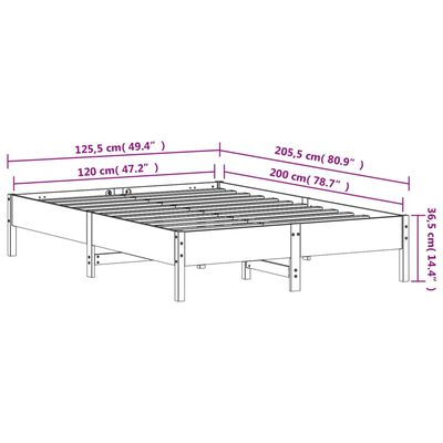 vidaXL Bedframe zonder matras massief grenenhout wit 120x200 cm